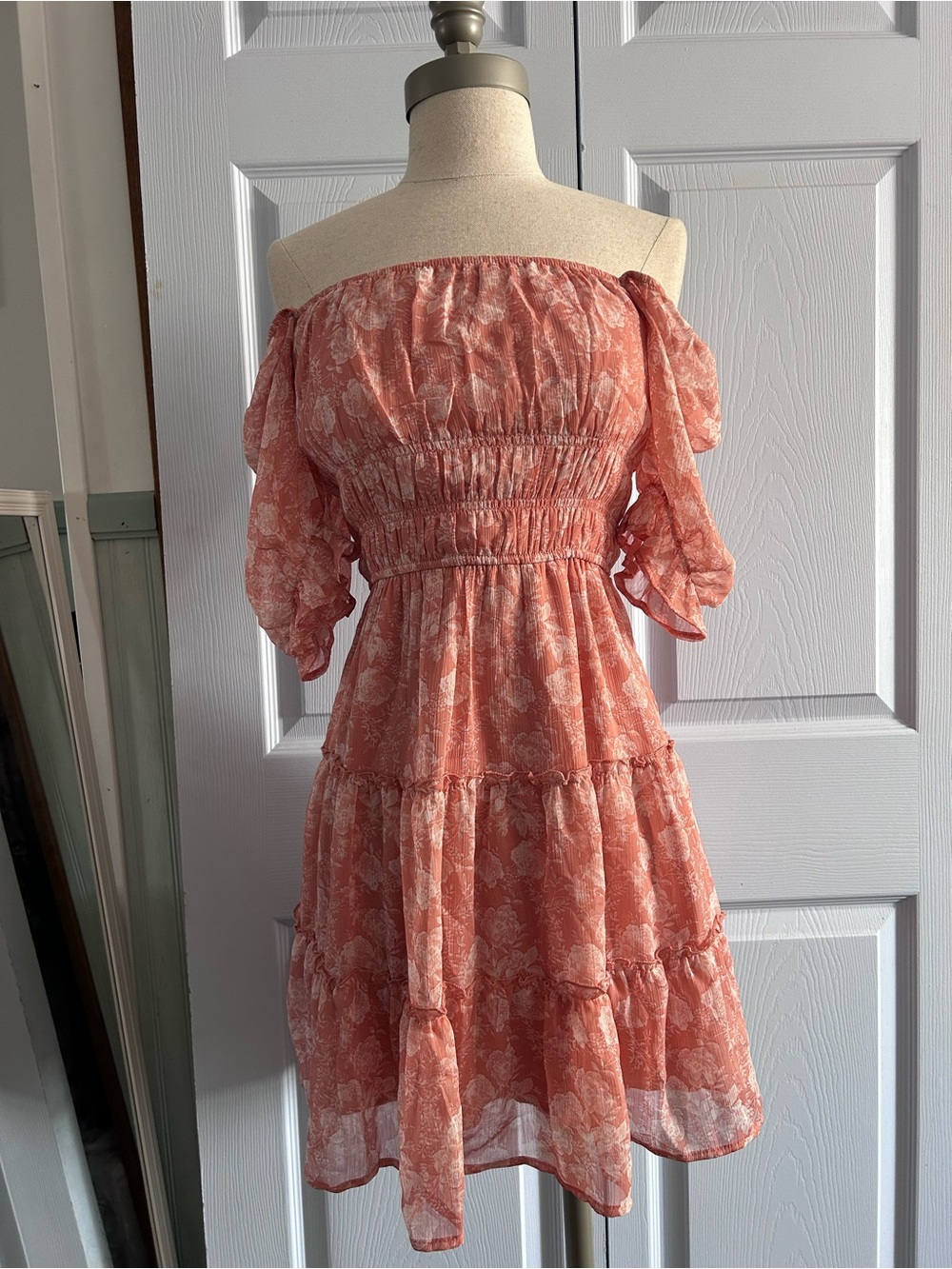 Trixxi Coral Pink Tiered Summer Dress